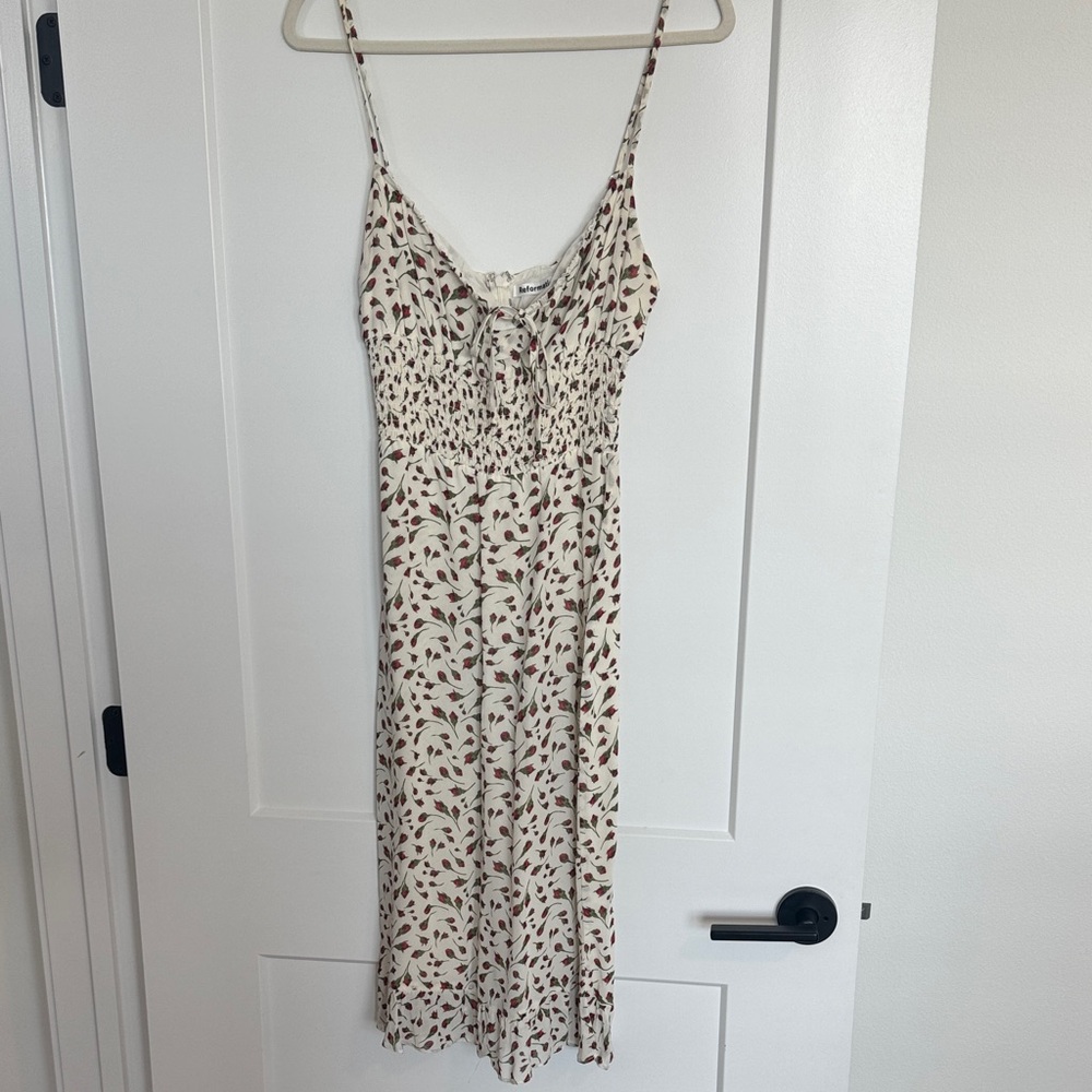 Reformation Cream and Brown Midi Dress